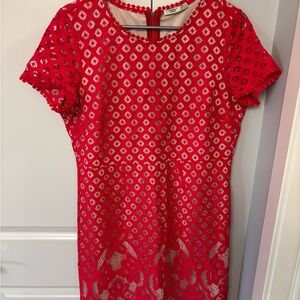 Dex Vibrant Red Crochet Dress